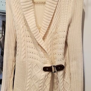 Ralph Lauren Cream Cable Knit Cardigan with Buckle